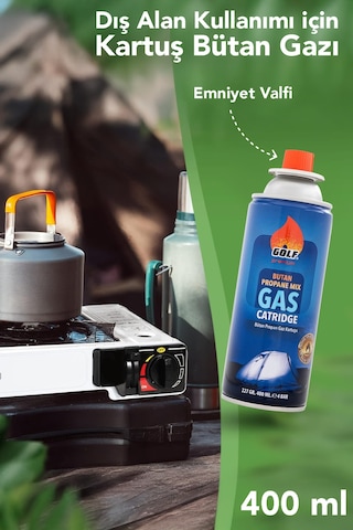 2 Adet Bütan Propan Gaz Kartuşu - Valfli Kartuş Kamp Ocağı Gazı 227 Gr Beyaz
