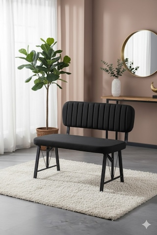 Elfin Mutfak , Yemek Odası Bahçe Balkon Otel Restoran Kafe Bench, Puf, Sırtlı Bench -1 Adet Siyah Siyah