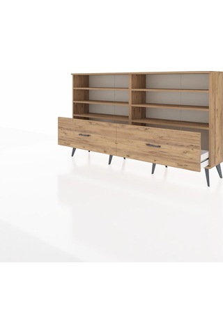 Arges Konsol 6 Raflı 2 Çekmeceli 176x30x99 Çam-çam Çam-çam
