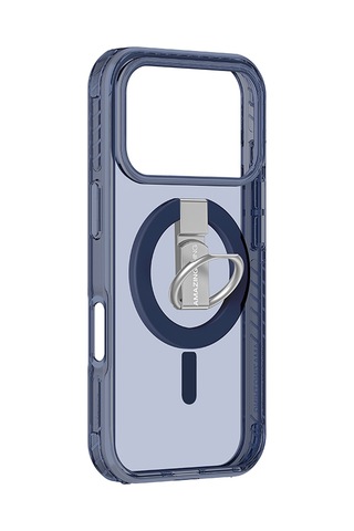 Apple Uyumlu iPhone 17 Pro Kılıf M-safe Şarj Özellikli Yüzük Standlı Amazingthing Titan Pro Serisi Kapak Mavi Mavi