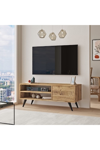Luton Tv Ünitesi 110cm Tv Sehpası Ahşap Ayaklı Çam Lut1-a Atlantik Çam