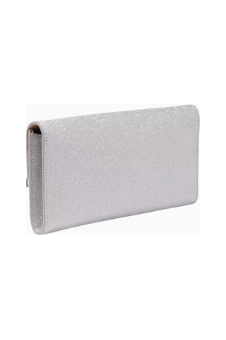 Jimmy Choo Jımmy Choo Emmie Clutch Çanta, Ince Simli Deri, Gümüş Renk Lüks Gece Tasarımı