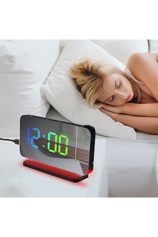 Padalink Siyah Rgb Led Işıklandırmalı Ev Dekorasyon Saati, Renkli Gece Lambası Ve Saat Projeksiyonu Fonksiyonlu Ev Aletleri Diğer