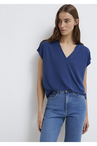 Mavi - Lux Touch Tencel V Yaka Lacivert Modal Tişört 1612250-70491 Lacivert