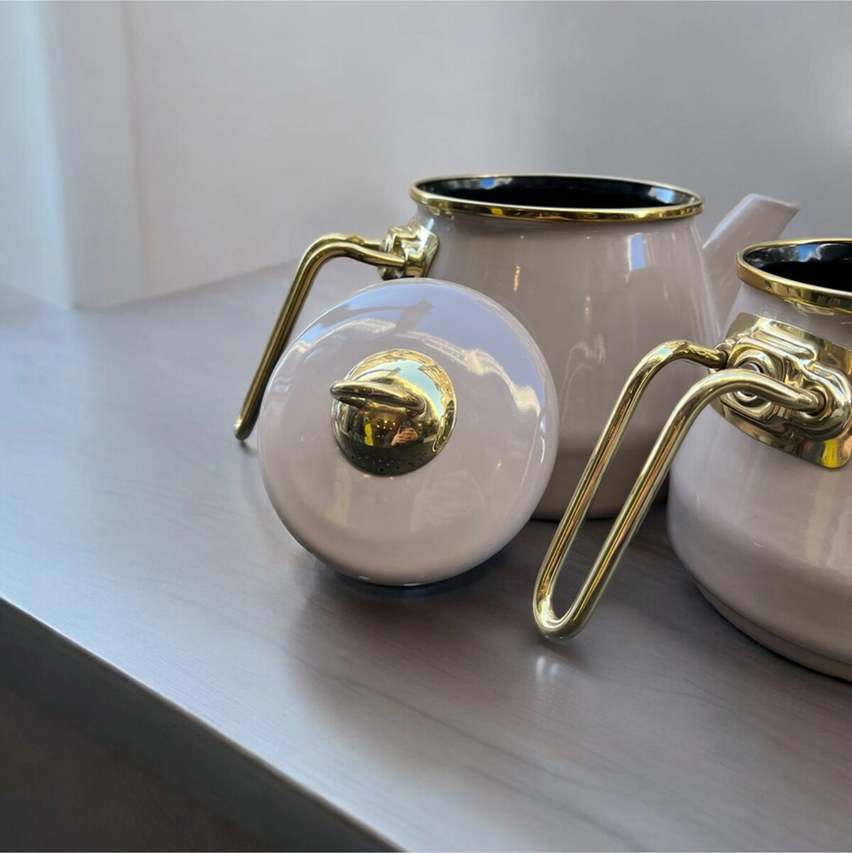 Taşev Robin Emaye Çaydanlık Takımı Toprak Gri