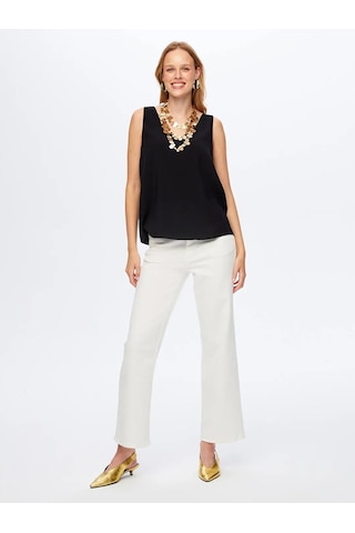 Faik Sönmez Modallı V Yaka Örme Kadın Atlet W26atl011 Siyah