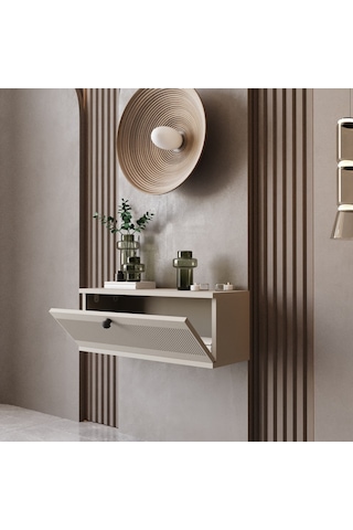 Melura Home 50 Cm Melura Dresuar %100 Mdf Kapaklı Duvara Monte Kumtaşı