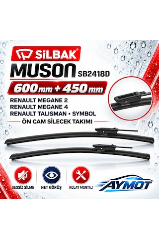 Silbak Muson 600/450 Mm Ön Muz Silecek Takımı Renault Megane 2 Megane 4 Talisman Symbol