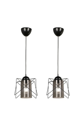 Trend Kitchen 2 Adet Zigzag Tekli Siyah-füme Avize Siyah