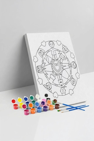 Sevgi Çemberi Desenli Mandala Ahşap Boyama Seti 40x50 Cm