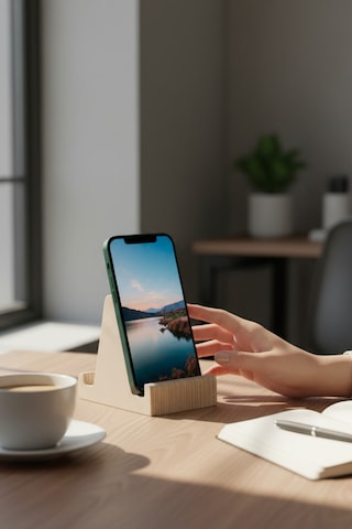 Ahşap Çift Taraflı Telefon Standı Kahverengi