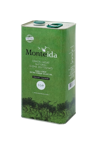 Monteida Erken Hasat Soğuk Sıkım Natürel Sızma Zeytinyağı Teneke 4 x 5 L
