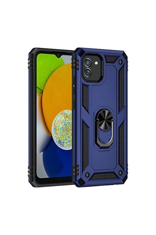 Samsung Uyumlu Galaxy A03 Kılıf Sofya Yüzüklü Silikon Kapak - Lacivert Aklby-bsva58 standart