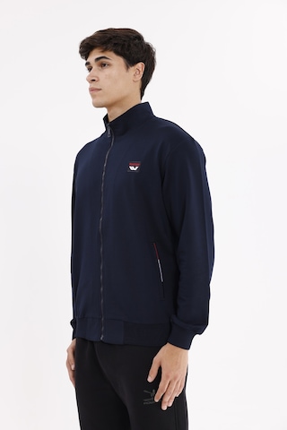Rowinger Cepli Dik Yaka Tam Fermuarlı Göğüs Arma Detaylı Rahat Kalıp Mevsimlik Sweatshirt Navyblue