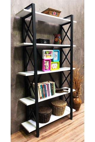 Demo Tanraf Moda Lüx 5 Raflı Kitaplık Dekoratif Raf 180X100 Cm. Ebat