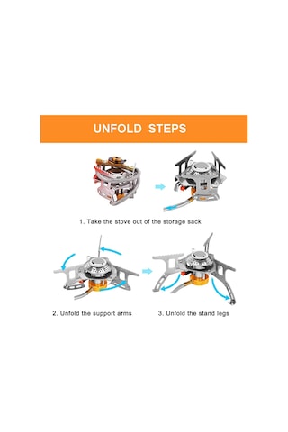 Hombey Taşınabilir Mini Kamp Gaz Sobası - Çelik Yapı, Hafif Ve İçinçaz Bağlama Gereci Gümüş