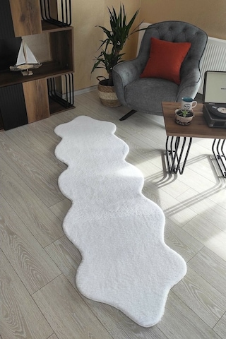 Peluş Post Beyaz Çift Kafa Yıkanabilir Kaymaz Taban Post Peluş