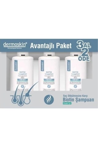 Dermoskin Erkekler için Saç Dökülmesine Karşı Biotin Şampuan 3 x 200 ML
