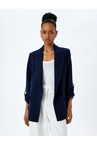 Koton Cepli 3/4 Kol Oversize Uzun Blazer Ceket Lacivert 5sak50115uw Lacivert