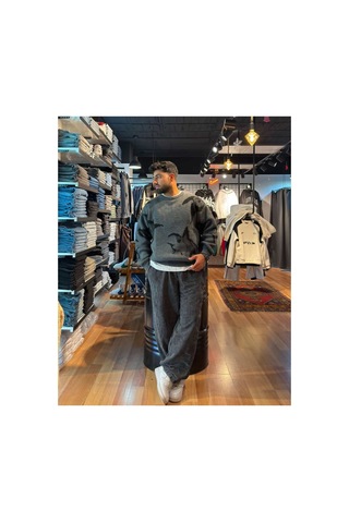 Zaee Desenli Oversize Premium Triko Gri