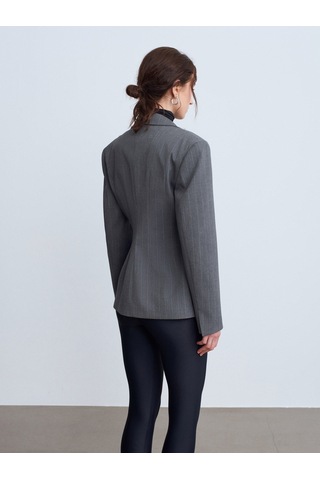 Dilvin 60774 Fitted Kesim Vatkalı Blazer-gri Gri