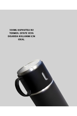Isıyı Uzun Süre Koruyan 500 Ml Termos Seti Çelik Gövde, 2 Bardaklı, Hediye Kutulu Renkli