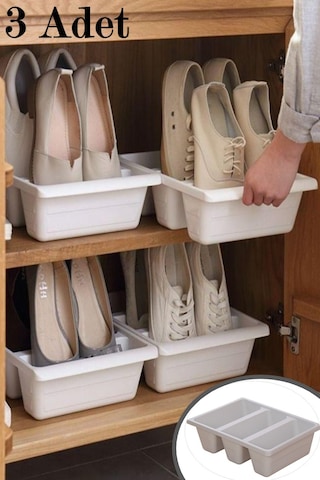 3 Adet Roma Dikey Ayakkabı Rampası Terlik Düzenleyici 3 Bölmeli Kutu Rampa