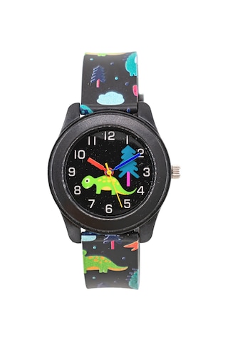 Sevimli Dinazor Figürlü Siyah Renk Çocuk Saati Analog St-304406 Siyah