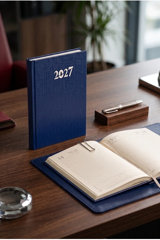 Cilt Bezi Eko 2027 Çizgili Günlük Ajanda 14x20 Hafta Sonları Tek Sayfada Lacivert