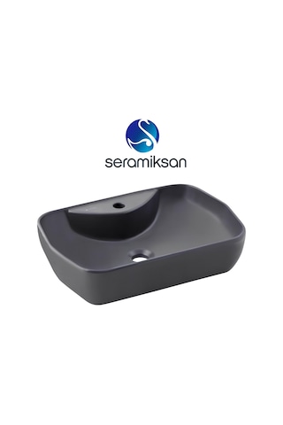 Seramiksan Lucida Batarya Delikli Tezgah Üstü Lavabo Mat Antrasit 55 CM
