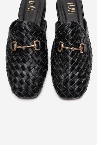 Luvishoes Senıa Siyah Örgü Hakiki Deri Tokalı Önü Kapalı Kadın Terlik