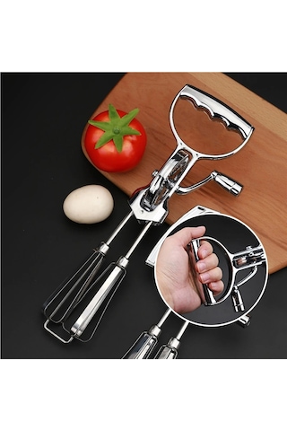 Jialan Paslanmaz Çelik Çift Kafa Yumurta Çırpıcılar Ergonomik El Gümüş