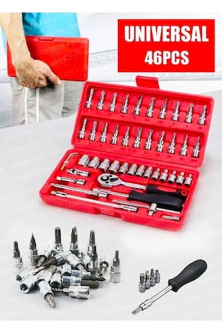 58 Parça 46mini Lokma Takımı Otomatik Cırcırlı 1/4" 12 Parça Komb