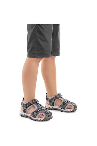 Kiko Kids Erkek Bebek Sandalet Arz 2399 Gri Kamuflaj Gri