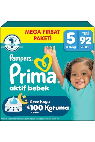 Prima Aktif Bebek Mega Fırsat Paketi 5 Beden 92 Adet