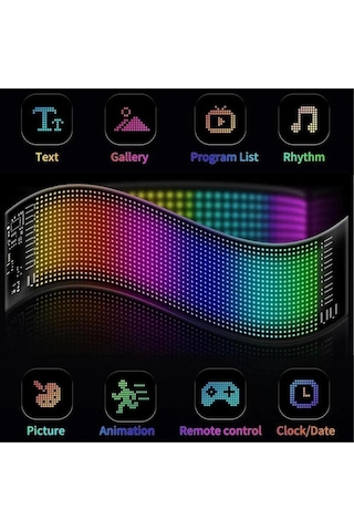 Büyük Boy 64 Cm X 12 Cm Matrix Panel Dijital Kayar Rgb Ekran Kum