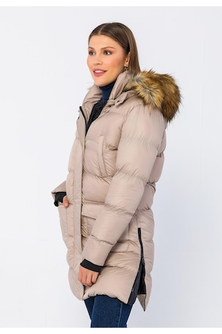 Cekmon Kadın Regular Fit Astarlı Çok Cepli Kapuşonu Çıkan Rahat Mont 001