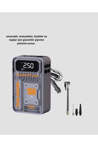 Home Taşınabilir Kablosuz Hava Pompası 150 Psı Güçlü Basınç Ve 6000mah Şarjlı