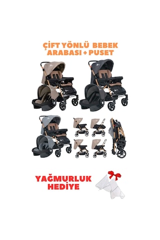 Yeni Doğan Rocco Bebek Çeyiz Seti Bebek Arabası Puset+beşik Yürüteç Mama Sandalyesi Oyun Halısı... Gold/kahve