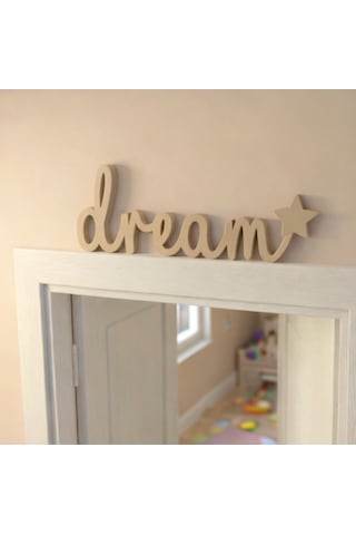 Dream Yazılı Yıldızlı Dekoratif Duvar & Raf Süsü Modern Masaüstü Dekor Bej