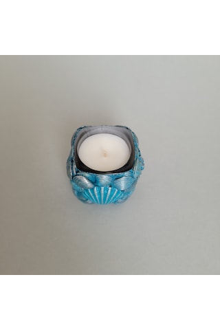Âric Mavi Deniz Kabuklu Bardakta Dekoratif Soya Wax Mum 004