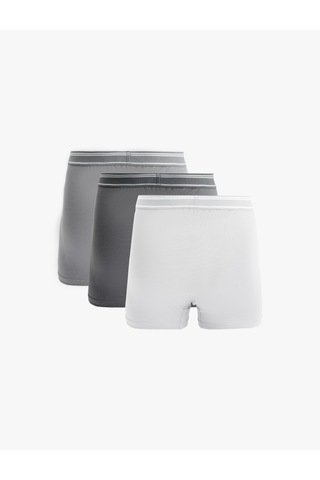 Koton Pamuklu Basic Çizgili Lastik Detaylı 3'lü Boxer Set Gri 6wlm90072mk Gri