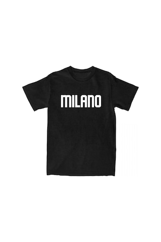 Tarzsokak Beyaz Milano Şehir Baskı % Yaz -gömlek Yuvarlak Boyun Yumuşak L Siyah