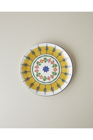 Talavera Glow Porselen Pasta Tabağı 21 Cm Beyaz - Lacivert