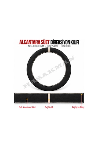 Nissan Juke F16 Dikme Direksiyon Kılıfı Full Alcantara Süet Bej Yüzük Ve Bej Dikiş 2019-2024