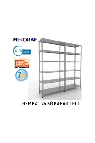 Mekoraf Mekoraf 43 X 93 2.5 Metre 6 Katlı Duble Raf Sistemi (2 Ünite )