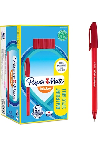 Paper Mate Inkjoy Tükenmez 100 Kapaklı Uç M Kırmızı 50'li Kutu Çok Renkli