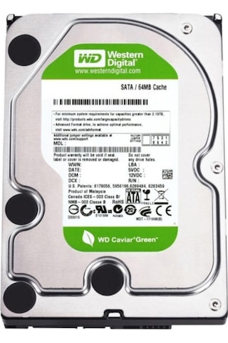 Wd 1tb Wd10eurx 7-24 3,5" 64mb 5400rpm Harddisk İthalat