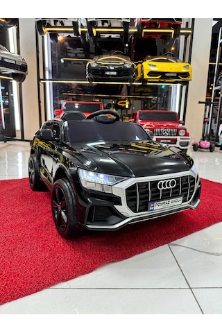 Poyraz Akülü Yumuşak Lastikli Audi Q5 12v Akülü Araba Özel Plaka 0-5 Yaş Metalik Siyah