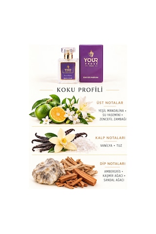 Your Prose K107 Tuzlu Vanilya Ve Yasemin Notalı Tuzlu Tatlı Çiçeksi Kadın Parfümü Edp 50 Ml - 8690352000012yp107 Oryantal
